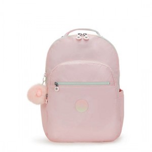 Kipling Seoul Extra Large Metallic 17" Laptop Backpack Pink | K-5073482