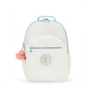 Kipling Seoul Extra Large Metallic 17" Laptop Backpack White | K-2197830