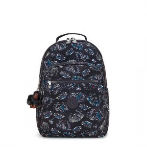 Kipling Seoul Lap Printed 15" Laptop Backpack Green | K-0418796