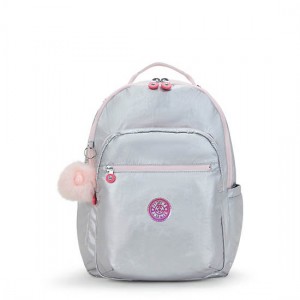 Kipling Seoul Large Metallic 15" Laptop Backpack Silver | K-2983147