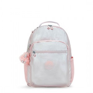 Kipling Seoul Large Metallic 15" Laptop Backpack White | K-9620854