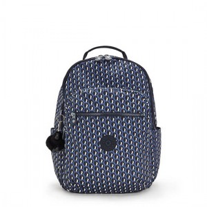 Kipling Seoul Large Printed 15" Laptop Backpack Blue | K-9217348