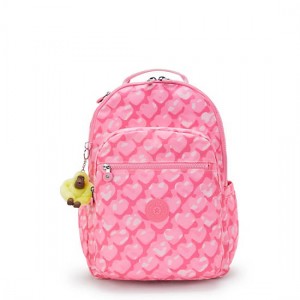 Kipling Seoul Large Printed 15" Laptop Backpack Pink | K-7621359