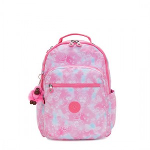 Kipling Seoul Large Printed 15" Laptop Backpack Pink | K-1836472