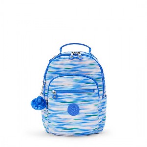 Kipling Seoul Small Printed Tablet Backpack Blue | K-4178659