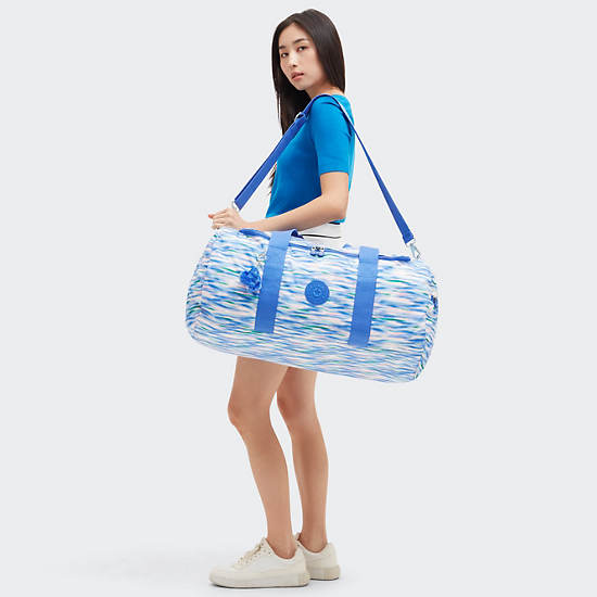 Kipling Argus Medium Printed Duffle Bags Blue | K-4617395