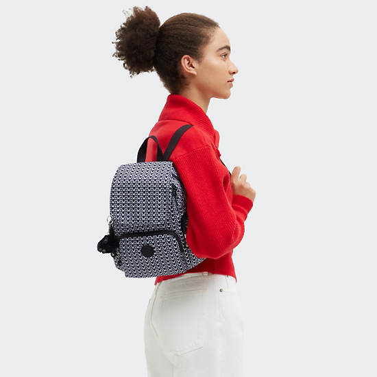 Kipling City Zip Mini Printed Backpack Dark Grey | K-9813740