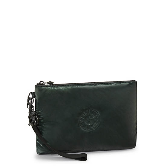 Kipling Fancy Metallic Puff Pouches Deep Green | K-7201465