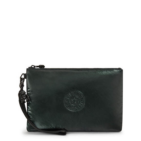 Kipling Fancy Metallic Puff Pouches Deep Green | K-7201465