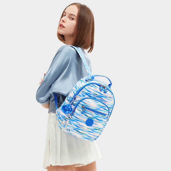 Kipling Seoul Small Printed Tablet Backpack Blue | K-4178659